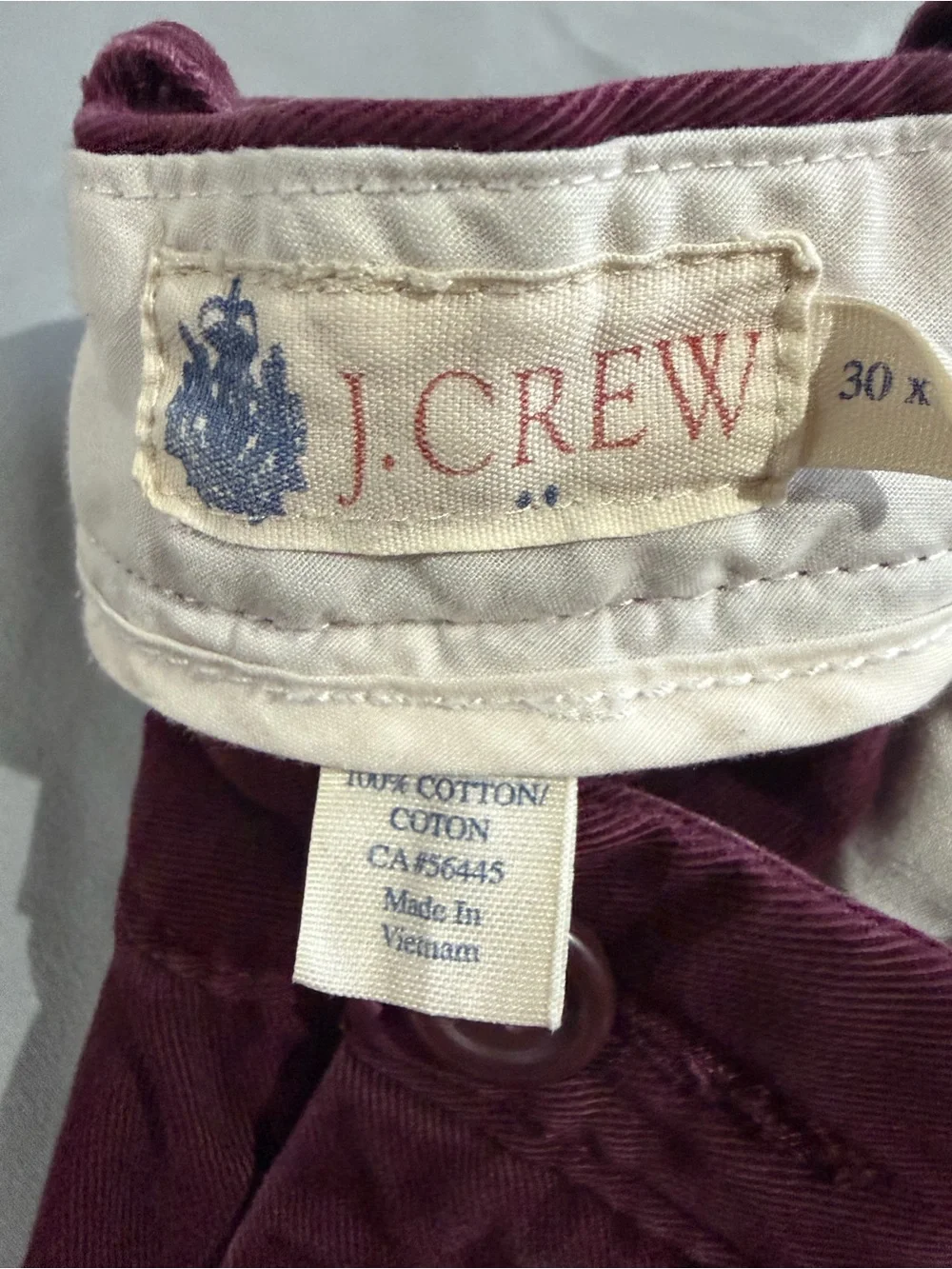 J. Crew Men's Chino Pants in Deep Burgundy